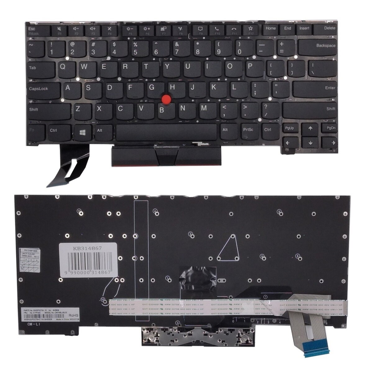 Klaviatūra LENOVO ThinkPad T14s, su trackpoint, US Klaviatūra LENOVO ThinkPad T14s, su trackpoint, US