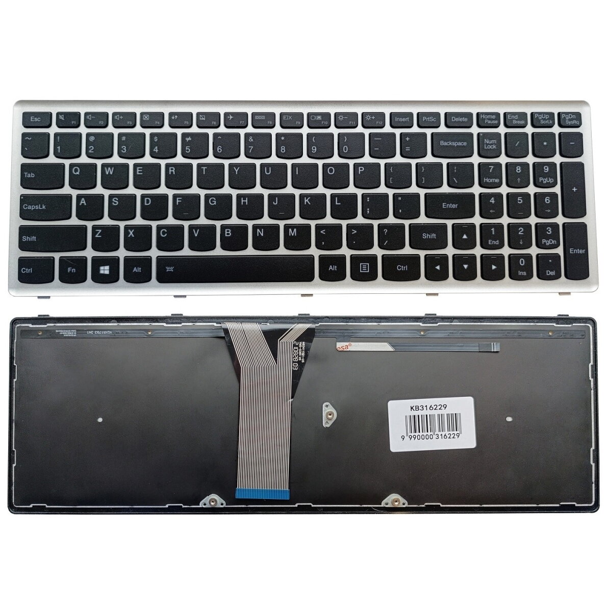 Klaviatūra LENOVO Z510, su pašvietimu, US Klaviatūra LENOVO Z510, su pašvietimu, US