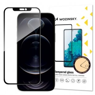 LCD apsauginis stikliukas Wozinsky 5D pritaikytas dėklui Apple iPhone 12 / 12 Pro juodas