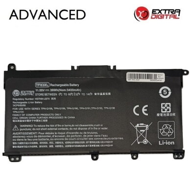 Nešiojamo kompiuterio baterija HP TF03XL, 3400mAh, Extra Digital Advanced Nešiojamo kompiuterio baterija HP TF03XL, 3400mAh, Extra Digital Advanced