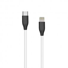 Silikoninis kabelis USB Type-C - Lightning (baltas, 2m)