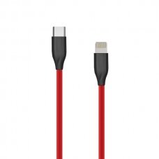 Silikoninis kabelis USB Type-C-Lightning (raudonas, 2m)