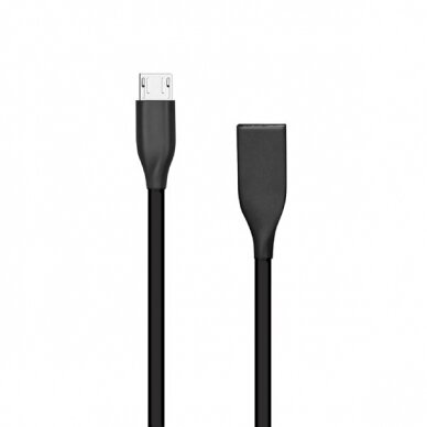 Silikoninis kabelis USB-Micro USB (juodas,2m)