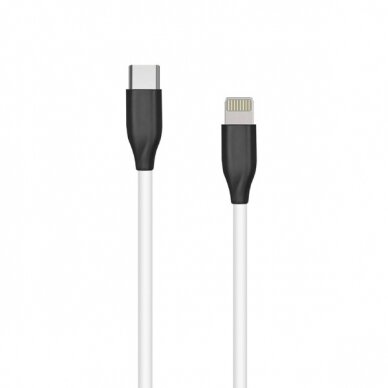 Silikoninis kabelis USB Type-C - Lightning (baltas, 2m)