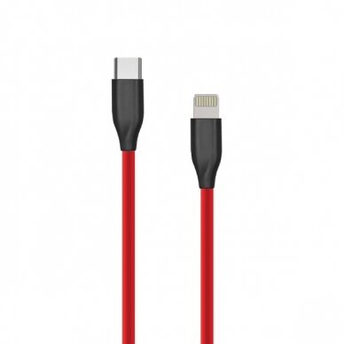 Silikoninis kabelis USB Type-C - Lightning (raudonas, 1m)